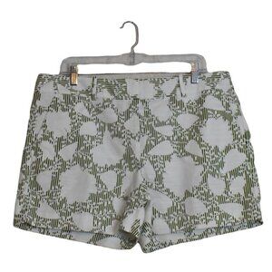 Ann Taylor Factory The 5" Short Green White Leaf Print Size 12